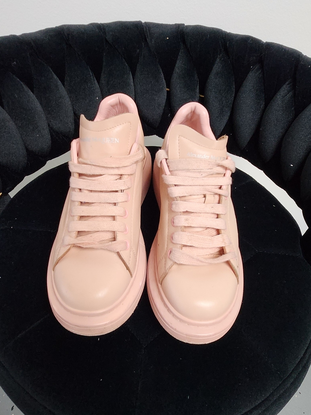 Alexander McQueen Oversized Leather Sneakers Pink Size 37 Us 6 Or 6.5